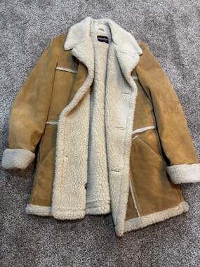 Vintage King-Size Men's Tan Suede Sherpa Lined Rancher Jacket